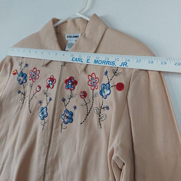 Alfred Dunner Womens Jacket 12 Embroidered Star Zipper Pockets Floral Grandma 80 - Picture 5 of 16